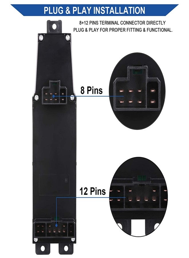 Obaee Master Window Switch Power Control Button Front Left Driver Side Compatible with Jeep Cherokee 1997 1998 1999 2000 2001 Replacement OEM 56009449AC 56009449AB 68171681AA 1 Auto Button Green light - Image 4